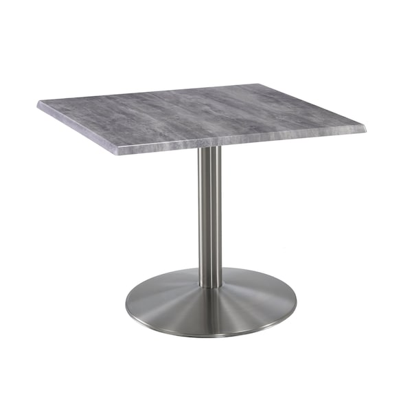 30" Tall OD214 Stainless Steel Table Base 22" Diameter 30"x30" Square Greystone Top
